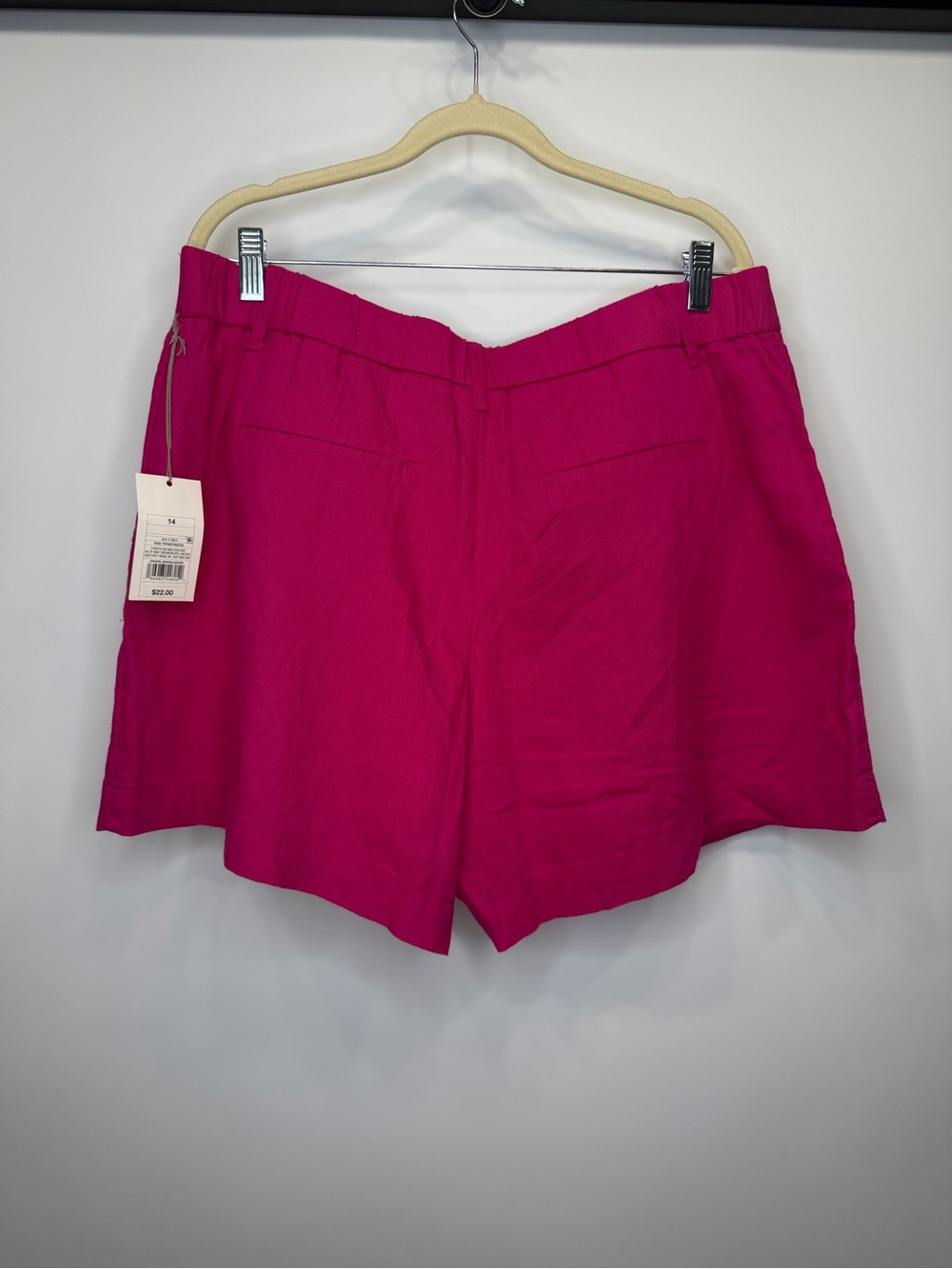 New Day Linen Blend Shorts Size 14 Fuchsia Pink NWT Summer Casual Pockets - Picture 6 of 8